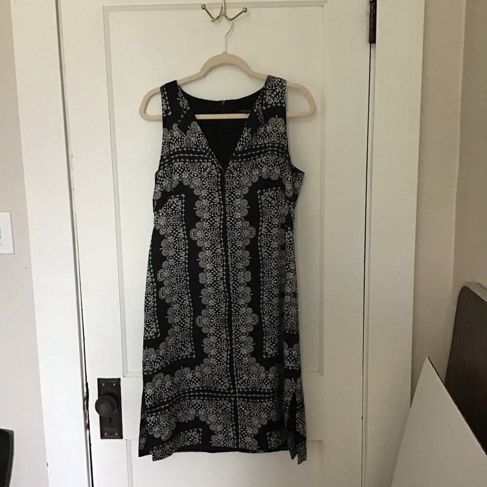 Nanette Lepore silky black and white Sheath dress 8